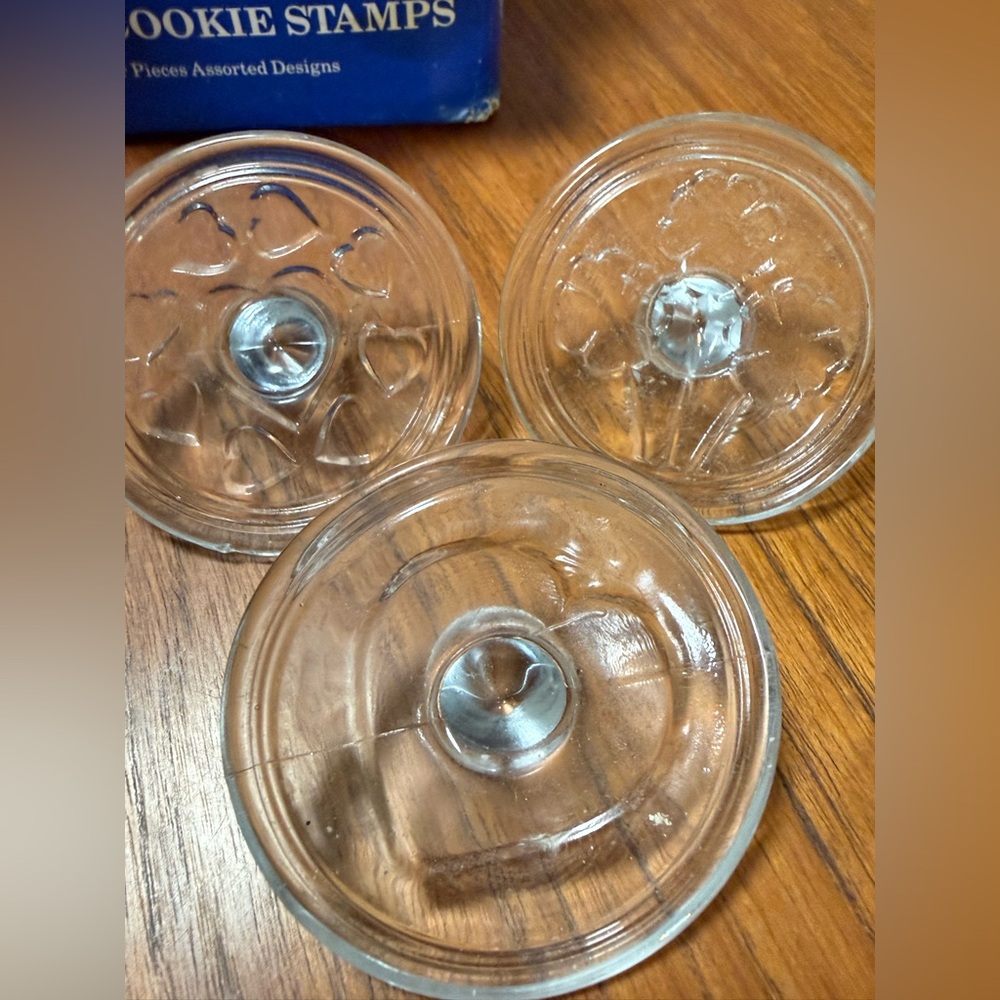 Set of 3 Clear Glass Cookie Stamps with Box